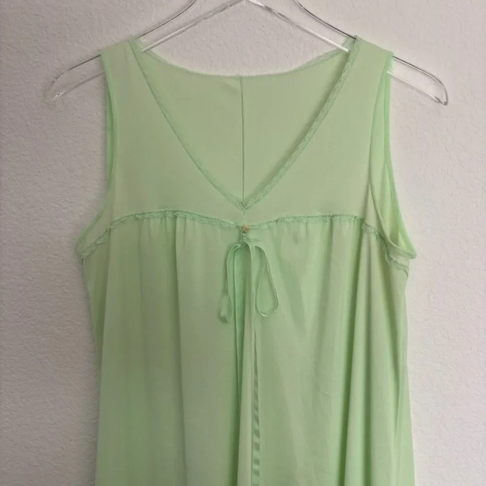 Vintage Womens Night Gown & Robe Set M Light Green Maxi Cottagecore St Patricks - Picture 4 of 15